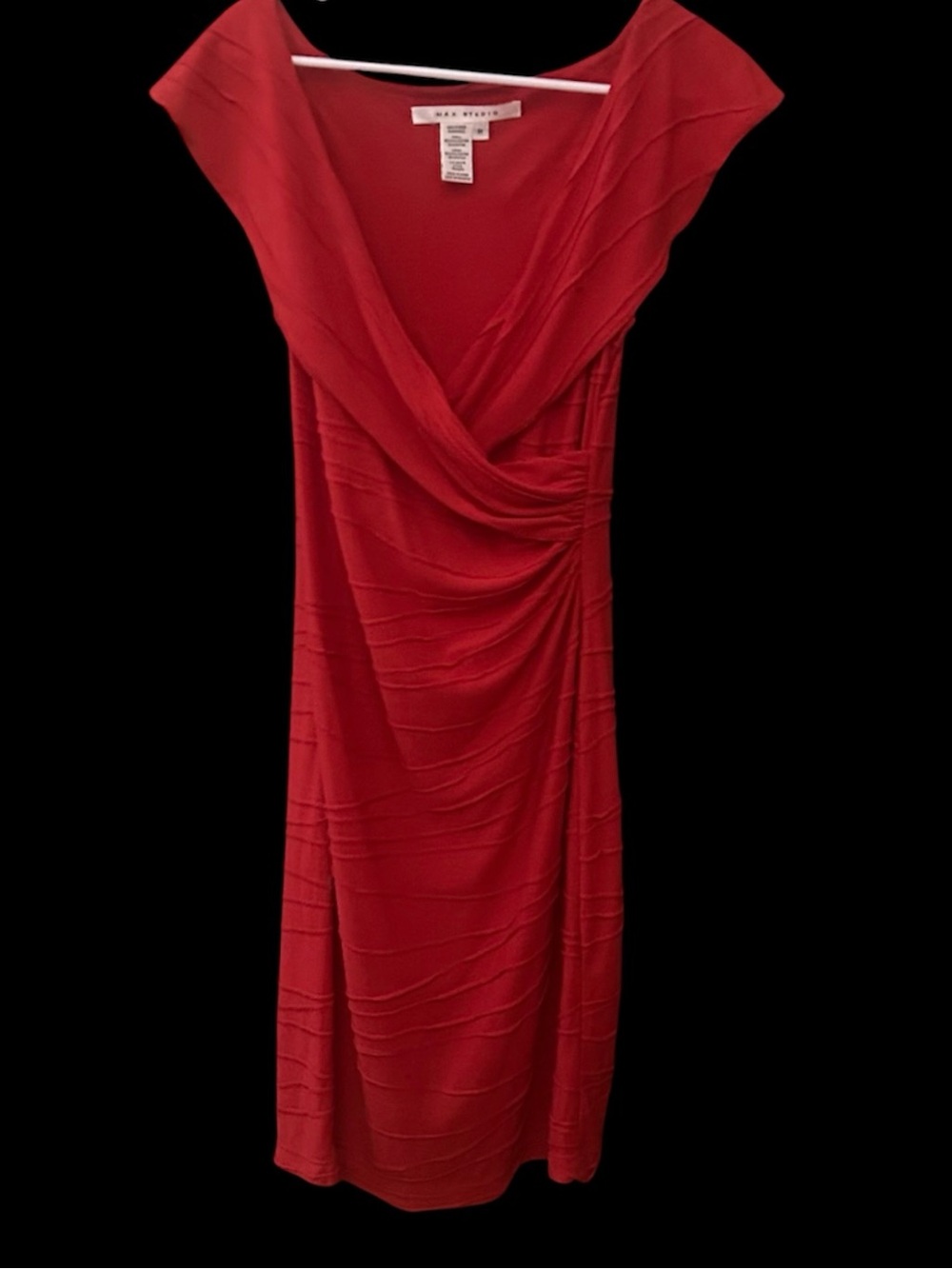 Max Studio Burnt Orange Red Draped Midi Dress Size M